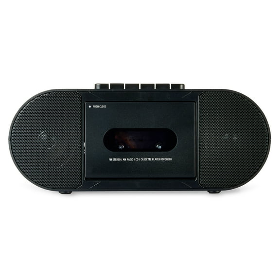 onn. Portable CD/Cassette Boombox with Bluetooth Wireless Technology, Black