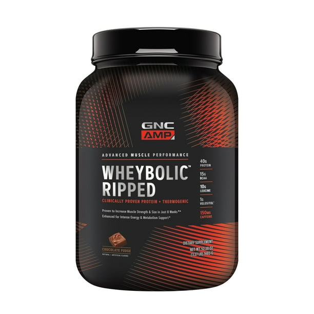 GNC AMP Wheybolic Ripped Whey Protein Powder Chocolate Fudge, 22 Servings, Contains 40g