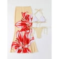 thumbnail image 5 of Qingpeng Womens 3 Piece Swimsuit Set Floral Sheer Mesh Tummy Control Beachwear Adjustable Strap Bathing Suit, 5 of 8