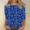 thumbnail image 2 of Womens Plus Size 3/4 Sleeve T Shirts Casual Floral Tunic Tops Summer Crewneck Tees Comfy Blouse Top, 2 of 5