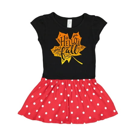

Inktastic Hello Fall Orange Leaf Silhouette with Laurels Gift Toddler Girl Dress