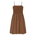 thumbnail image 6 of QingYiHua Womens Summer Smocked Sun Dress with Pockets 2025 Trendy Sleeveless Spaghetti Strap Boho Beach Casual Midi Bubble Dresses Beach Vacation,Khaki, 6 of 9