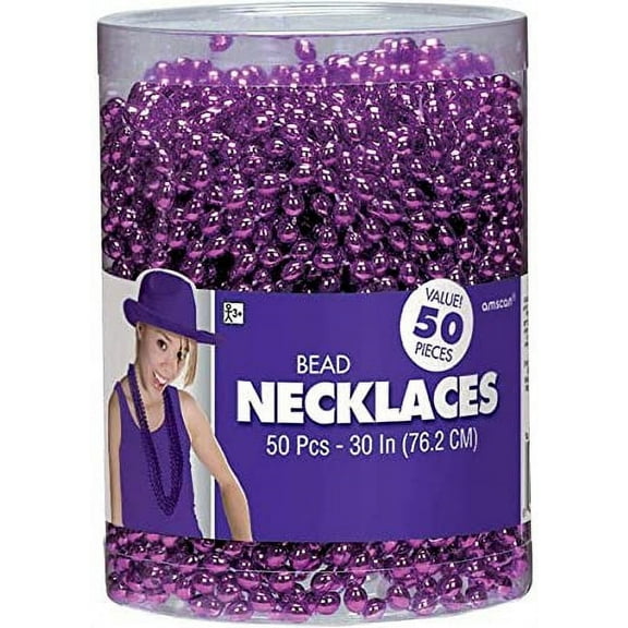 Amscan Bead Necklace 50pc, Purple
