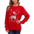 thumbnail image 2 of Suéter de punto suelto navideño para mujer, jersey de manga larga con lentejuelas y alce, jerséis de cuello redondo para primavera y otoño, ropa de calle, 2 of 4