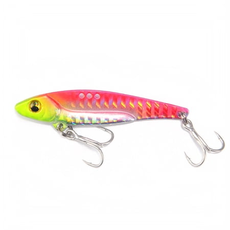 Copper VIB Blade Bait Fishing Lure Sinking Metal Lipless Crankbait with 2 Treble Hooks for Bass Walleye Pike Pink L 0.56 oz 2.56 Inch