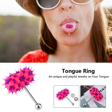 Zerone Tongue Ring,3Types Vibrating Tongue Ring Stud Barbell Stainless Steel Body Piercing