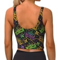 thumbnail image 4 of Goofa Mardi Gras Surface Printed Sports Bras for Women, High Impact Running Bra Workout Crop Tank Tops Longline Sports Bra Push up-Large, 4 of 9