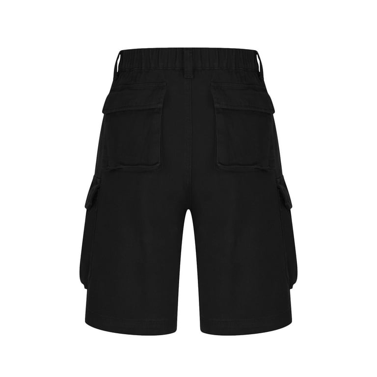 APEXFWDT Womens Bermuda Shorts Casual Elastic Waist Wide Leg Shorts Knee  Length Summer Cargo Shorts with Pockets