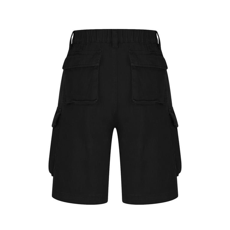 APEXFWDT Womens Bermuda Shorts Casual Elastic Waist Wide Leg Shorts Knee  Length Summer Cargo Shorts with Pockets