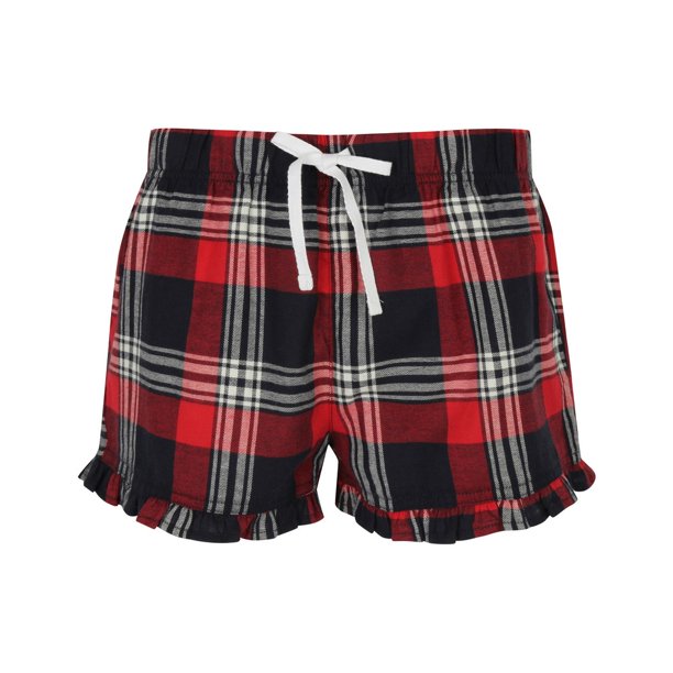 Skinni Fit - Pantalones Cortos Diseño Tartán para Mujer (Rojo, Marino)