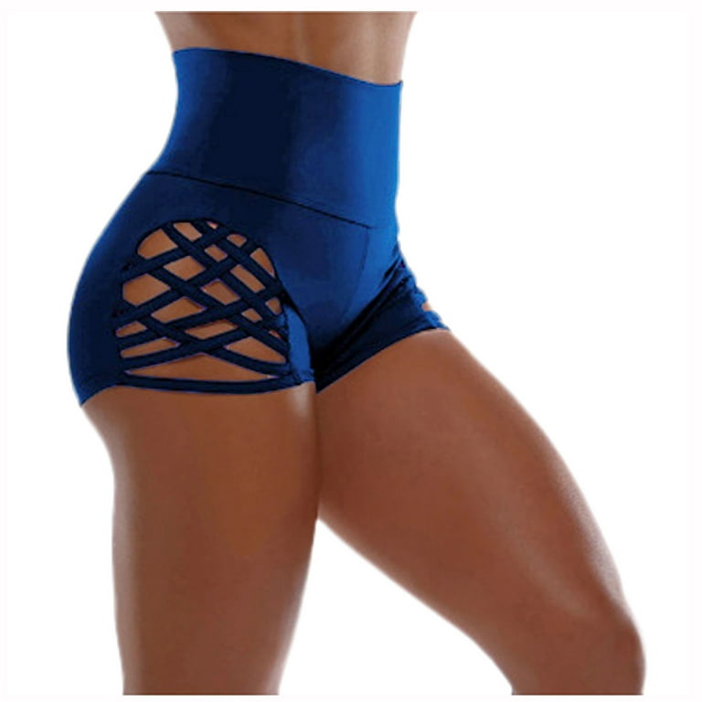 Gubotare Yoga Shorts For Women Scrunch Lifting Shorts for Women Gym Workout  Spandex Booty Shorts Yoga Pole Dance Fitness,Blue XXL