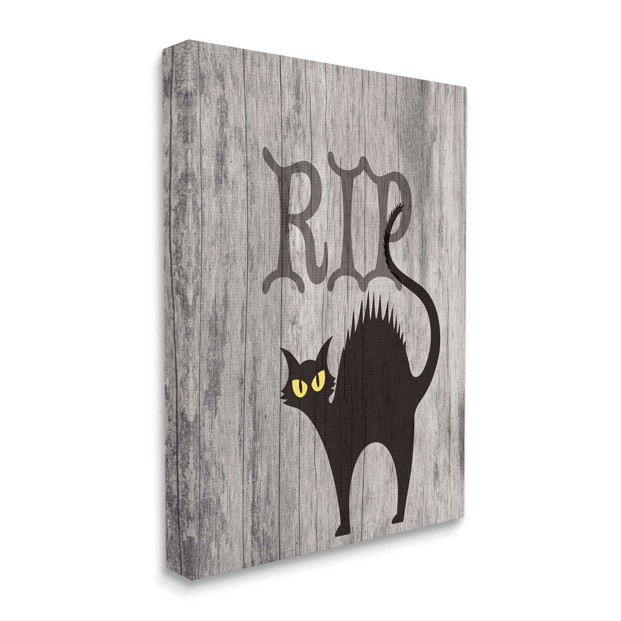 Stupell Industries RIP Halloween Cat Holiday Painting Gallery Wrapped Canvas Art Print Wall Art, 24 x 30