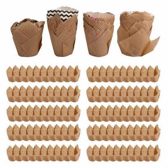 200 Pieces Tulip Cupcake Liner Baking Cups Paper and Muffin for Weddings Birthday