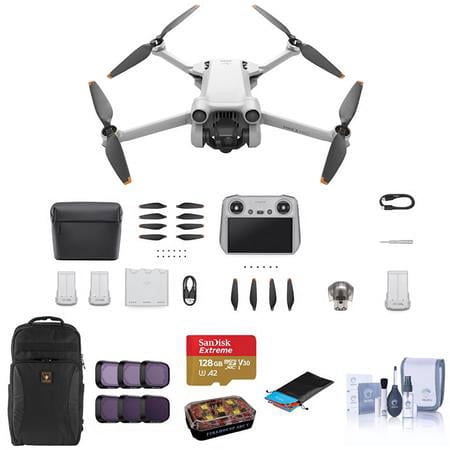 UPC: 0192223212619 | Mini 3 Pro Drone with RC Remote Controller  Bundle with Fly More Plus Kit  128GB Memory Card  Lens Filter Kit  Backpack  Drone Strobe Light  Landing Pad  Cleaning Kit