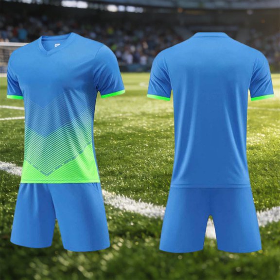 Kids' Dynamic 5-15Y 2 Piece Training Set, Short Sleeve Soccer Top & Shorts, Casual Sport Outfit Light Blue 7-8 Years