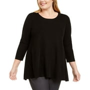 Anne Klein Women's Plus Handkerchief Hem Top Black Size 0X