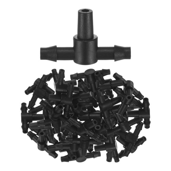 Uxcell 50-Pack Drip Irrigation Barbed Fittings, for 1/4 Inch Tees Flat Tubing Connector Plastic Coupling Irrigation Parts Drip Pipe Accessories