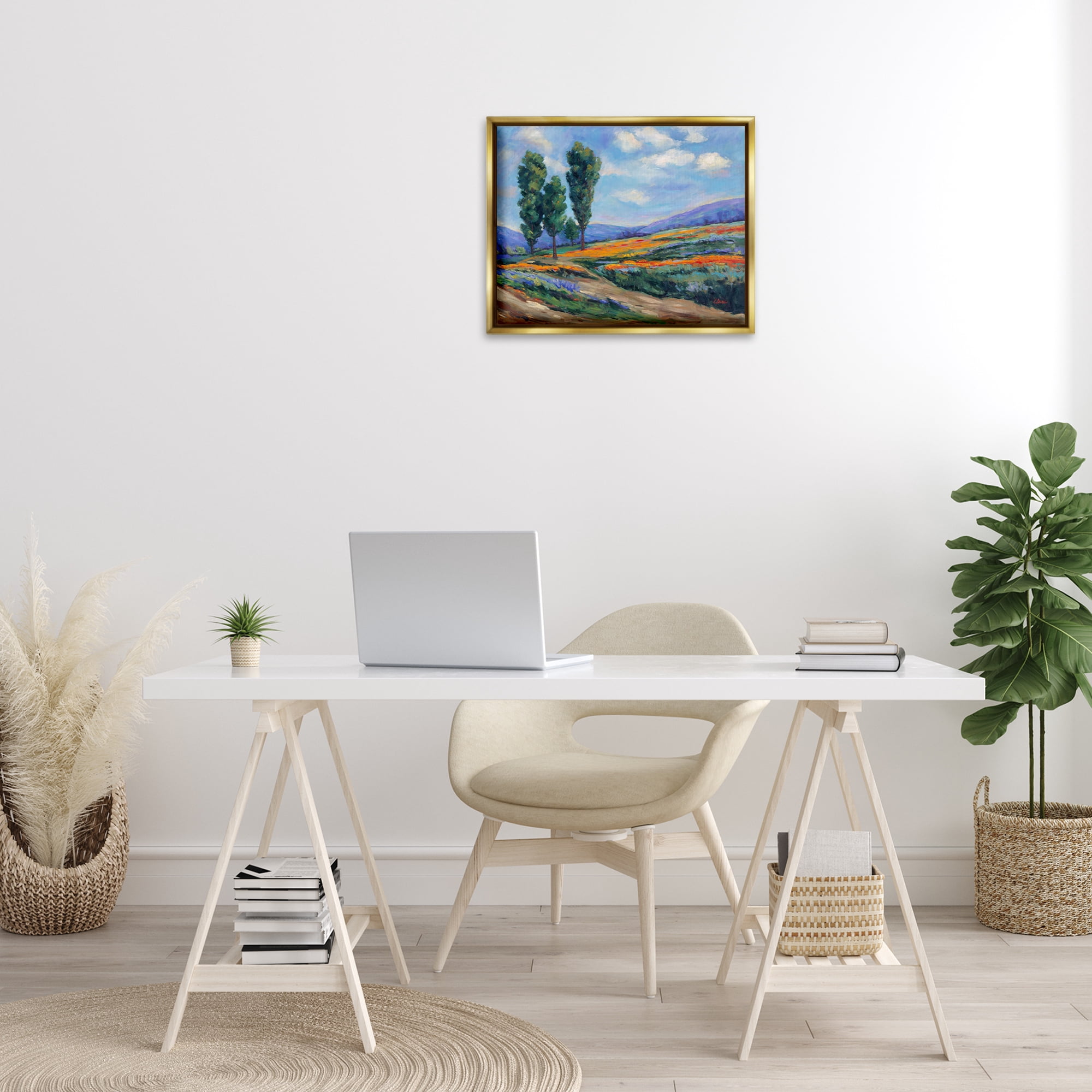 Stupell Industries Rolling Hills Traditional Landscape Landscape & Nature Painting Gold Floater Framed Canvas Art Print Wall Art, 21 x 17