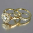 thumbnail image 2 of 2 CTW Round Cut VVS1 Moissanite Wedding Ring Bridal Set 14K Yellow Gold Plated, 2 of 2