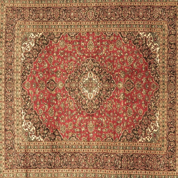 Ahgly Company Indoor Square Medallion Brown Traditional Area Rugs, 4' Square