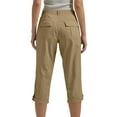 thumbnail image 5 of Bloomae Womens Capris with Pockets Stretch Lightweight Casual Button High Waist Cargo Pants Rolled Hem Summer Cropped Trousers Outdoor Clothes Khaki#01 M, 5 of 6