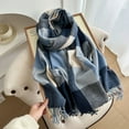 thumbnail image 2 of Womens Scarf Winter Blanket Feel Large Scarves Thick Soft Warm Plaid Chunky Scarfs Blue Free, 2 of 3