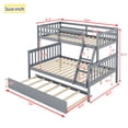 thumbnail image 4 of Bellemave Bunk Bed with Trundle, Twin Over Full Wood Bunk Bed with Twin Size Trundle, Rubber Wood Bunk Bed Frame with Guardrail and Ladder Convertible 3 Bed in 1 Bunk Bed, Gray, 4 of 10