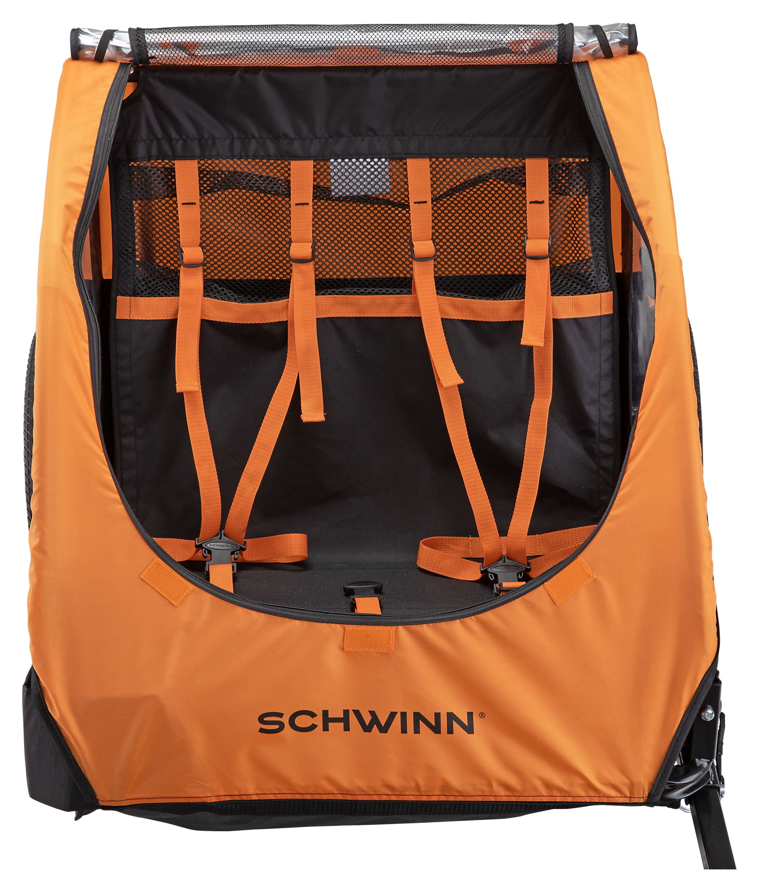 Schwinn Springbrook Bicycle Trailer Two Passengers Orange Black
