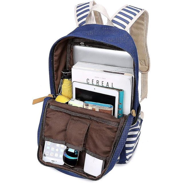 Mochila casual de lona a rayas, mochilas adolescentes lindas para niñas, bolso escolar