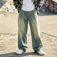 thumbnail image 2 of Zpanxa Boys Grey Acid Wash Baggy Jeans Loose Wide Leg Denim Pants Jeans for Boys Blue 13-14 Years, 2 of 6