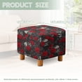 thumbnail image 3 of SCRAWLGOD Skull Rose Leaf Print Red Gray Ottoman Slipcover, Comfortable Foot Stool Sofa Slipcovers Washable Square Footrest Covers with Elastic Bottom, 3 of 7