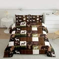 thumbnail image 3 of Homewish Safari Deer Silhouette Bedding Comforter Set,Rustic Western Farmhouse Twin Comforter Sets,Patchwork Geometric Checkered Bedding Set For Boys Teens,Ultra Soft Home Decor Reversible,2-Piece, 3 of 9