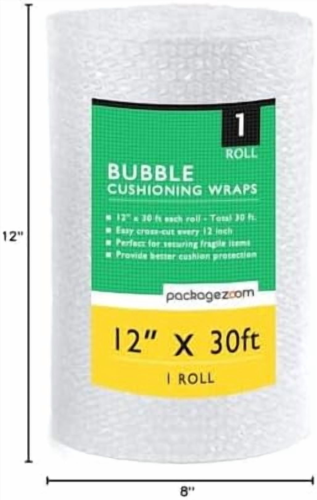 12 inch x 30 ft Bubble Cushioning Wrap, Perforated Every 12" Protective Packing Moving & Shipping Supplies for Boxes & Fragile Items