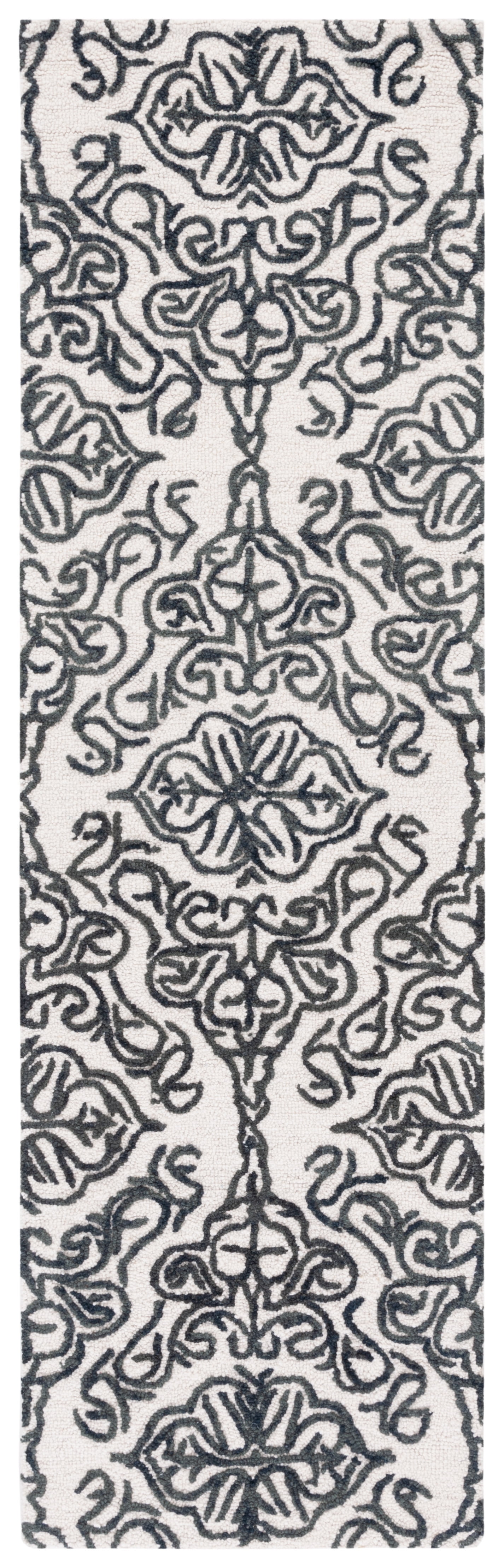 SAFAVIEH Blossom Asher Geometric Wool Runner Rug, Ivory/Black, 2'3" x 8'
