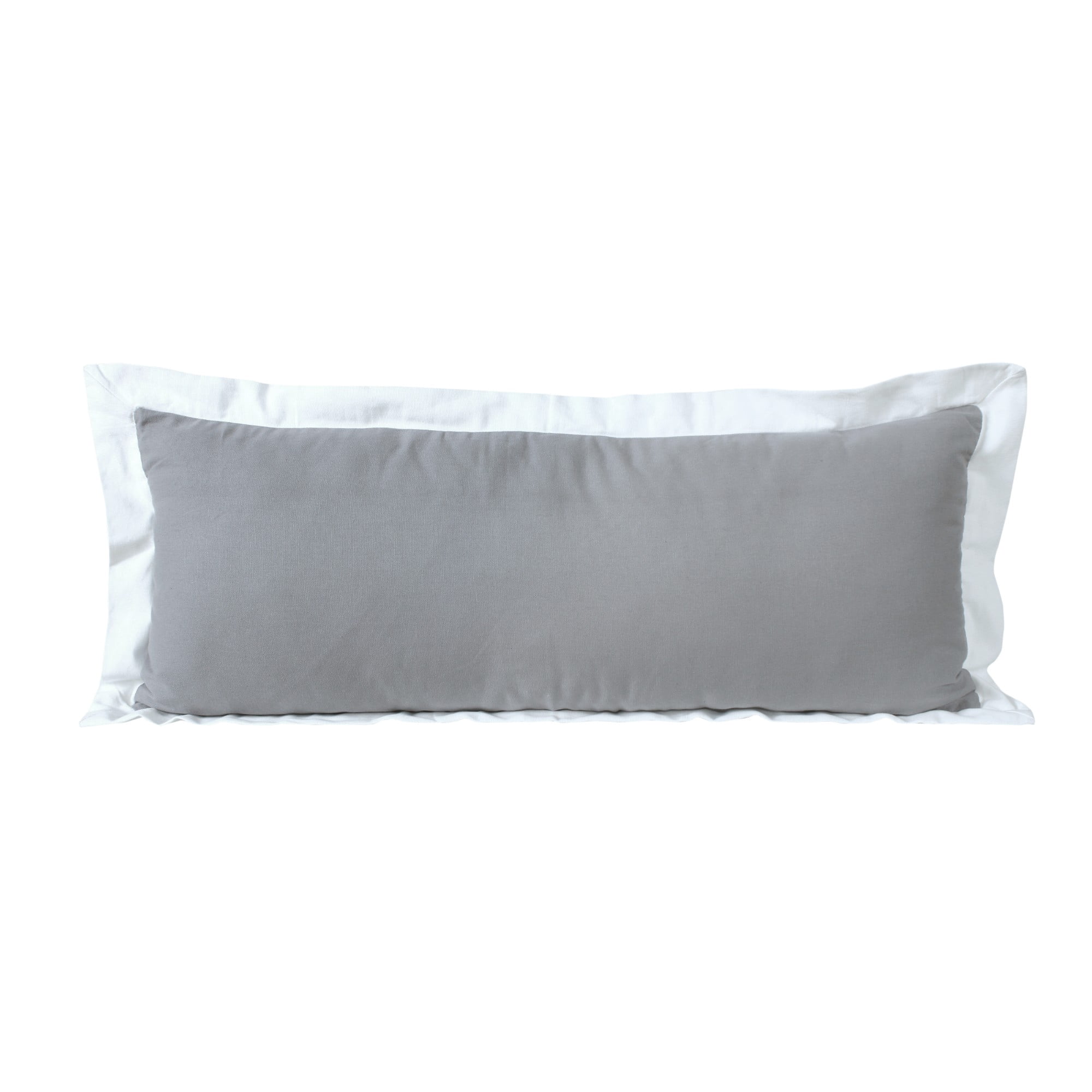 Laddha Home Designs Handwoven Color Block Cotton Lumbar Pillow Cover - 36" - Gray and White