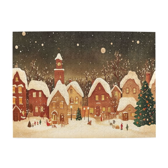 500 PCS Enchanting Christmas Eve Wooden Puzzles For Adults 500 Pieces,Brain Challenge,Relax Yourself,Enchanting Christmas Decor High Difficulty Puzzle,Create A Festive Atmosphere,Stunning Artwork