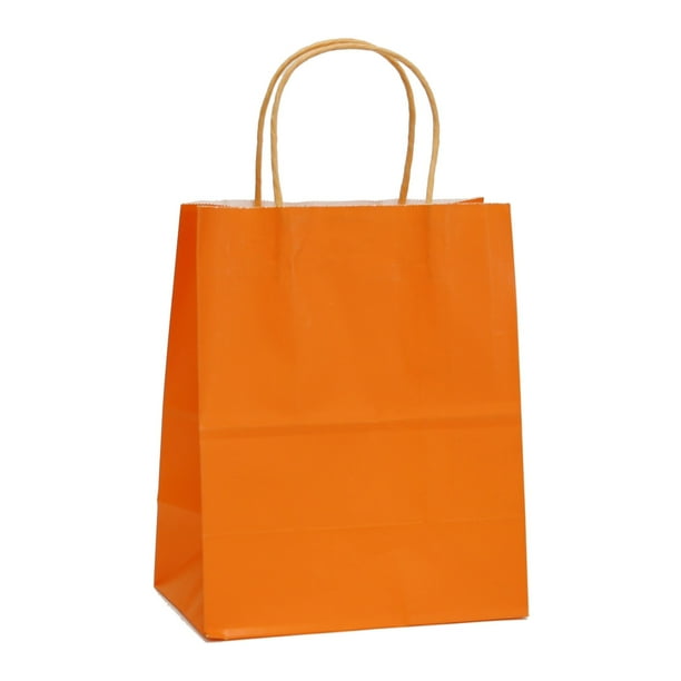 12 CT Medium Orange Kraft Bags, Kraft Gift Bag, Food Safe Ink & Paper