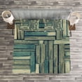 thumbnail image 3 of Ambesonne Wooden Print Quilted Bedspread Set 3 Pcs, Old Vintage Classic, Queen Size, Sage Green Beige, 3 of 3