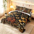 thumbnail image 3 of Homewish Fungus Botanical Mushroom Quilt Full,Daisy Floral Butterfly Full Bedspread Sets,Black Reversible,3 Pieces, 3 of 7