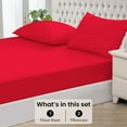 thumbnail image 3 of 1000 Thread Count 3 Piece (1- Fitted Sheet + 2- Pillow cover) Quality 15 Inch Deep Pocket 100% Egyptian Cotton Color Red Solid Size King, 3 of 6