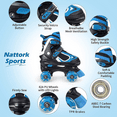 thumbnail image 2 of Nattork Roller Skates for Boys Girls Kids 4 Sizes Adjustable Quad Skates with Illuminating Wheels Blue Size M, 2 of 5