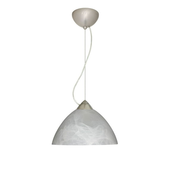 1KX-420107-LED-SN-Besa Lighting-Tessa-One Light Cord Pendant with Flat Canopy-10.5 Inches Wide by 5.5 Inches High-Satin Nickel Finish-White Glass