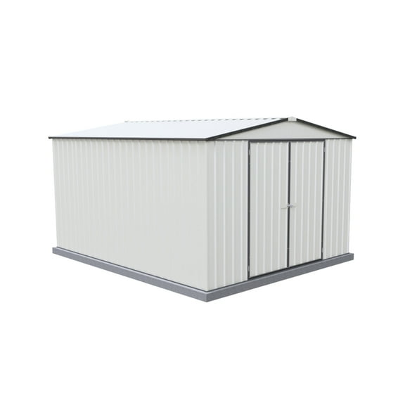 Absco Regent 10' x 12' Metal Garden Storage Shed - Surfmist/Monument
