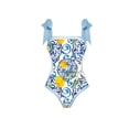 thumbnail image 3 of BERANMEY Women's Tropical Print One Piece Swimsuit with Cover up Beach Skirt Sarong Two Piece Floral Printed V Neck Tummy Control High Cut Monokini Swimsuit Bathing Suit Women's Swimwear & Clothing, 3 of 4