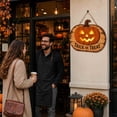 thumbnail image 3 of VMWMSSR Halloween Lighted Wooden Door Sign, Trick Or Treat Hanging Wall Plaque With Pumpkin Bat Ghost, Fall Holiday Hanging Ornament For Front Door Porch Entryway Home Decor(Orange2-11."), 3 of 3