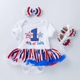 thumbnail image 2 of Xudanell Cute Baby Girl Clothes Newborn Girls 4th of July Outfits Infant Short Tutu Romper Skirt with Headband Baby Clothing White 6-12 Months, 2 of 9
