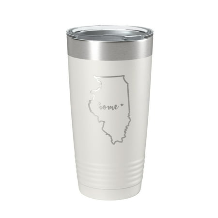 

Illinois Tumbler Home State Travel Mug Insulated Laser Engraved Map Coffee Cup 20 oz White