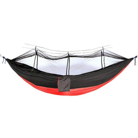 Nrmrqz Camping Hammocks Mosquito Grids Hammocks with Parachute Fabric - Single/Double Camping Bed with Carabiners Mosquito Tent