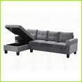 thumbnail image 4 of 4-Seat Modern L-Shaped Sectional Sofa with Left Storage Chaise & 2 Cup Holders for Living Room | Gray | Velvet Fabric | Cushion Back, 4 of 19