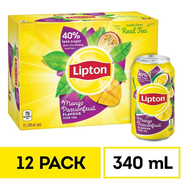 Lipton Mango Passionfruit Iced Tea, 340mL Cans, 12 Pack Walmart.ca